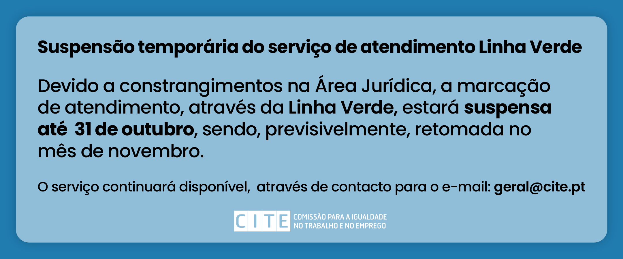 imagem Suspensão do serviço de atendimento de 𝗟𝗶𝗻𝗵𝗮 𝗩𝗲𝗿𝗱𝗲