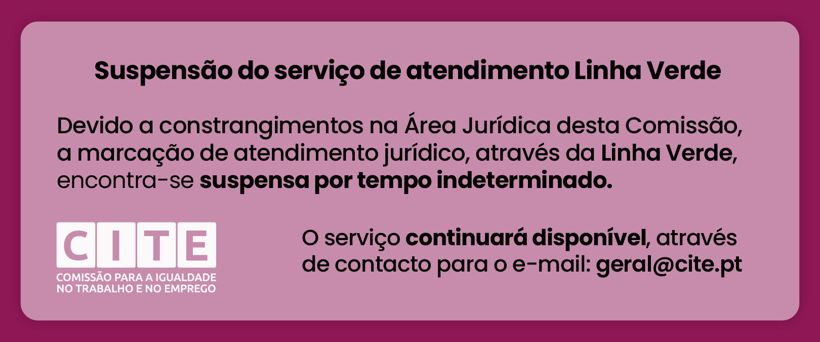 imagem Suspensão do Serviço de Atendimento de Linha Verde